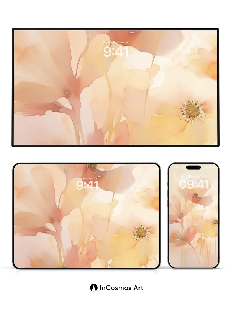 Soft Hush Floral Wallpaper with Ethereal Light