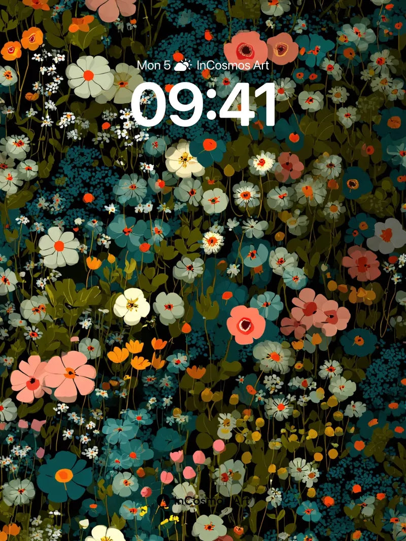 Whispering Meadow Wallpaper with Midnight Bloom