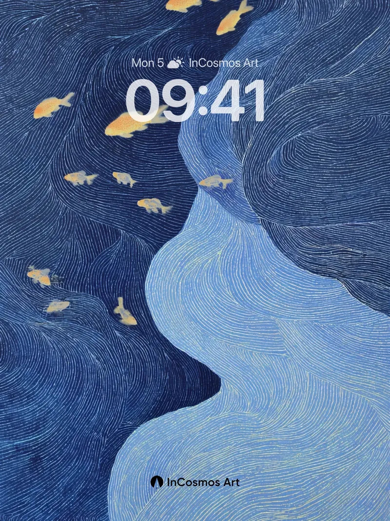 Whispering Depths Wallpaper with Golden Drift