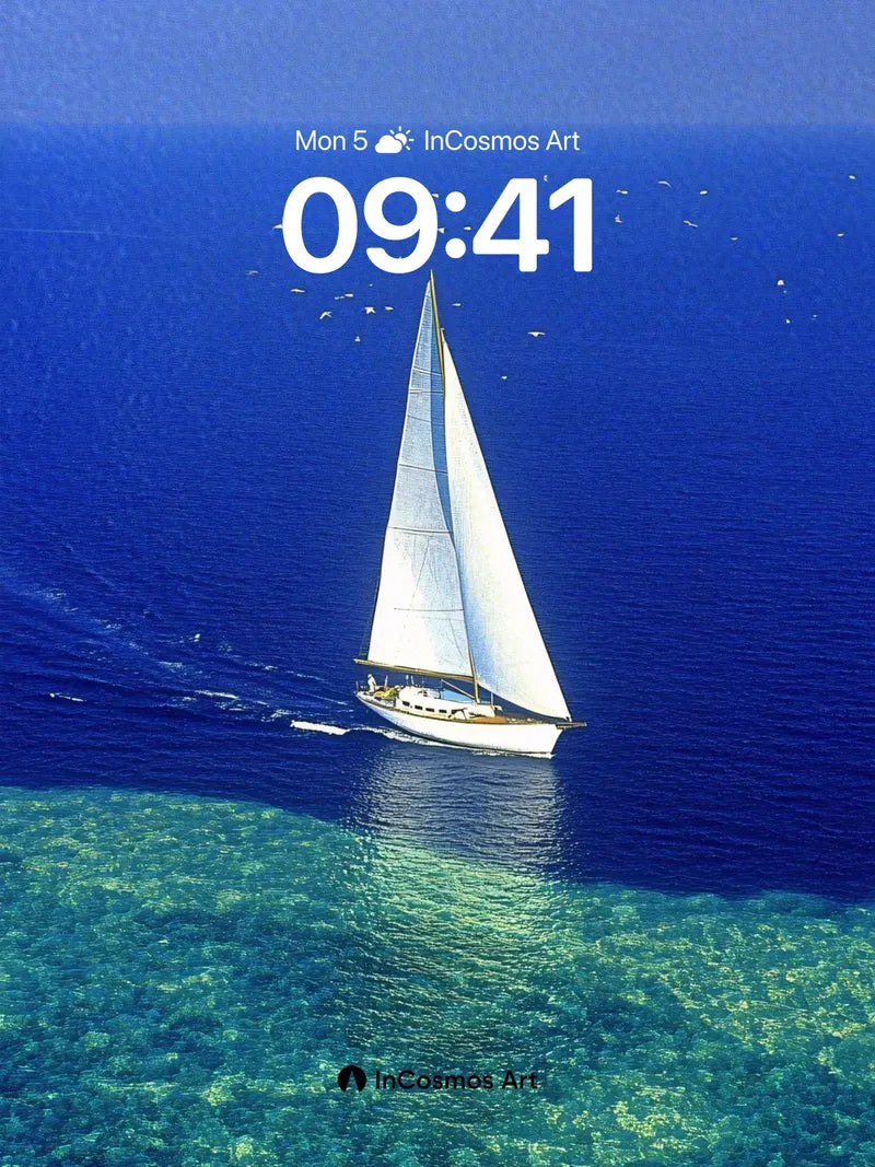 Serenity Sail Wallpaper with Coral Hues