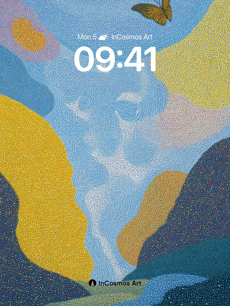 Surreal Skyway Wallpaper with Dotted Butterflies