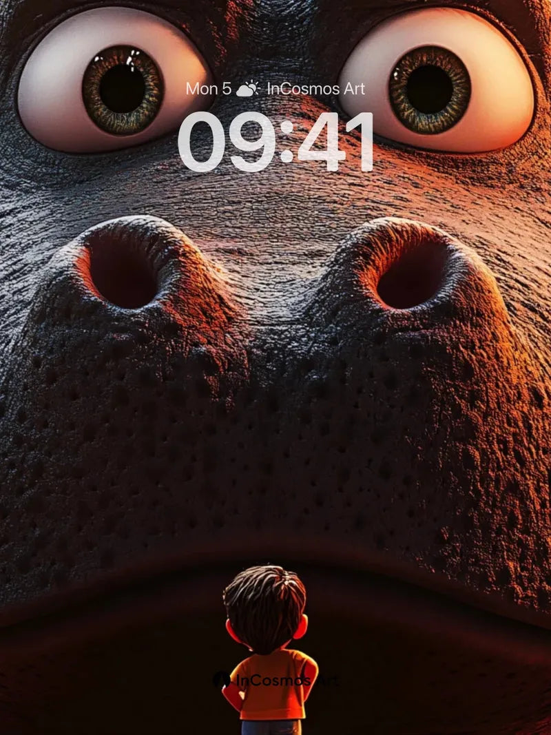 Wonderful Hippo Encounter Wallpaper with Tiny Explorer