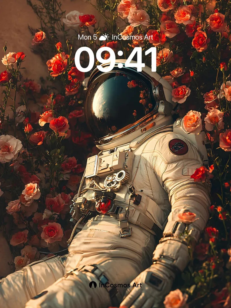 Serenity in Space Wallpaper with Rose Garden
