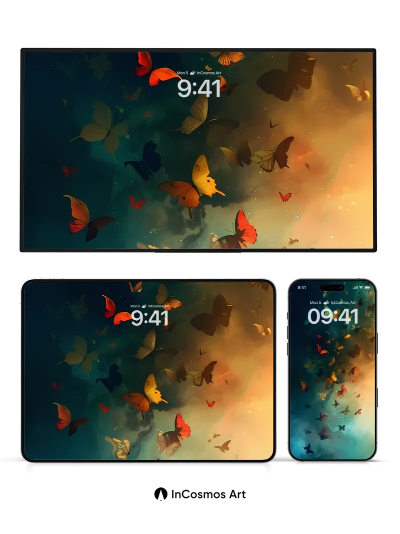 Luminous Swarm Wallpaper with Celestial Flight