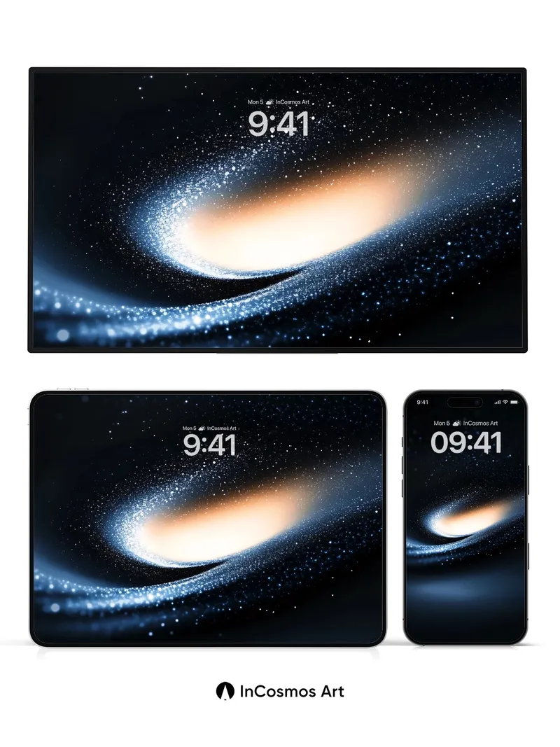 Cosmic Whirlpool Wallpaper with Starlight Trails