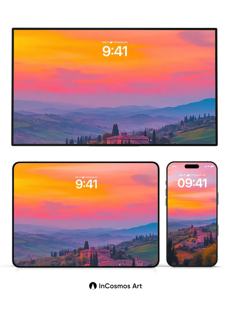 Crimson Horizon Wallpaper with Tuscan Whispers