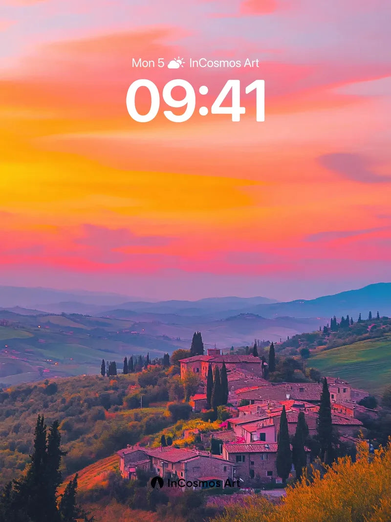 Crimson Horizon Wallpaper with Tuscan Whispers