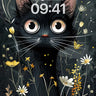 Whispering Night Cat Wallpaper with Floral Secrets wallpaper for iPhone, iPad & Mac