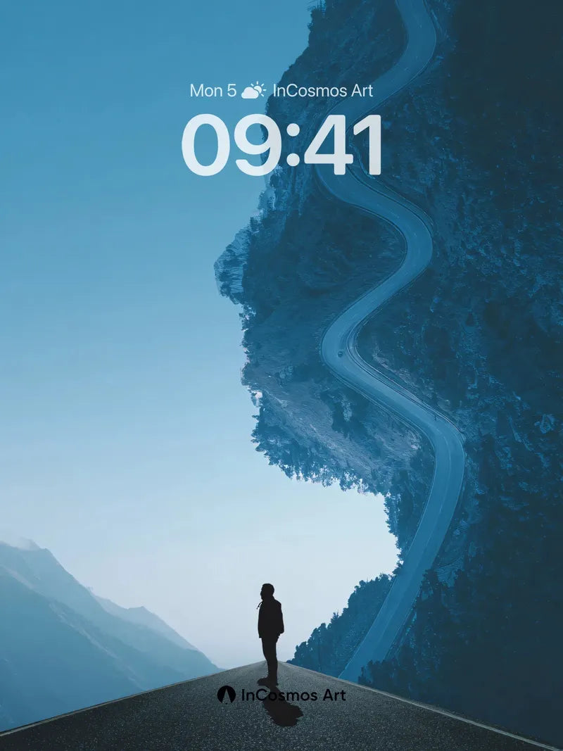Silhouette Horizon Wallpaper with Winding Path wallpaper for iPhone, iPad & Mac
