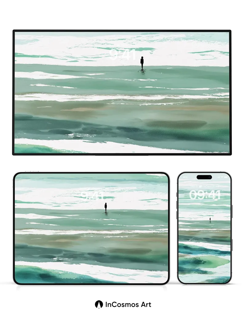 Solitary Horizon Wallpaper with Ethereal Tides