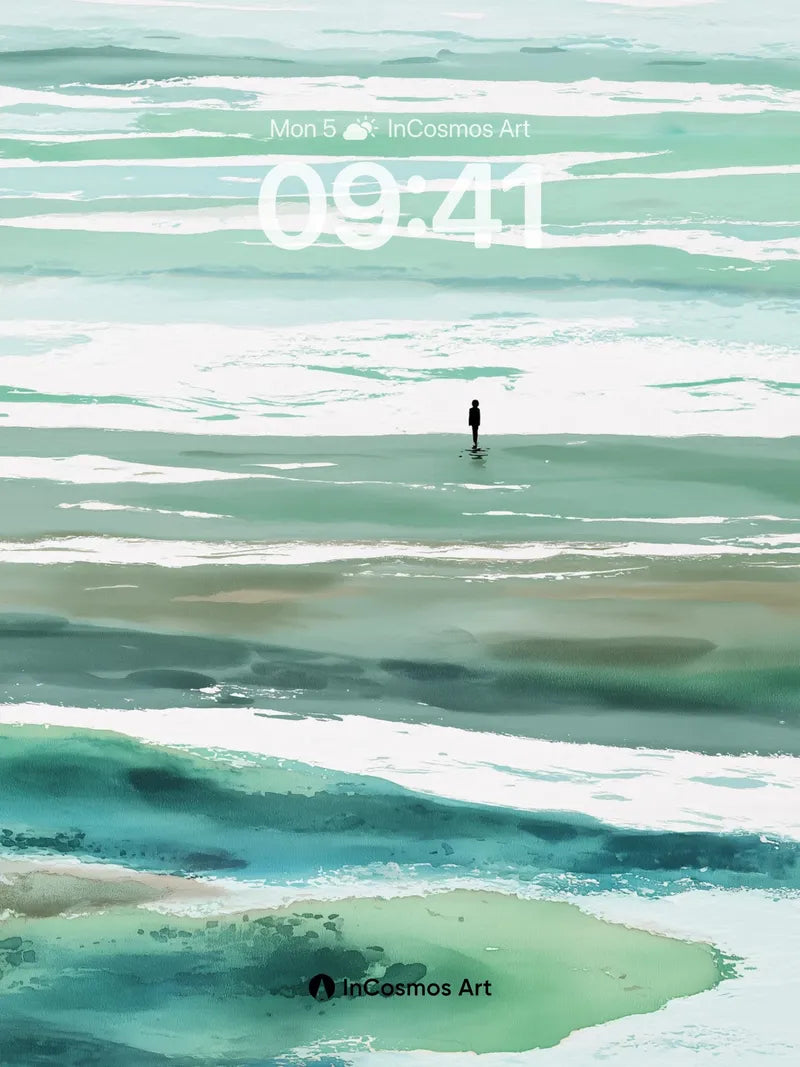 Solitary Horizon Wallpaper with Ethereal Tides