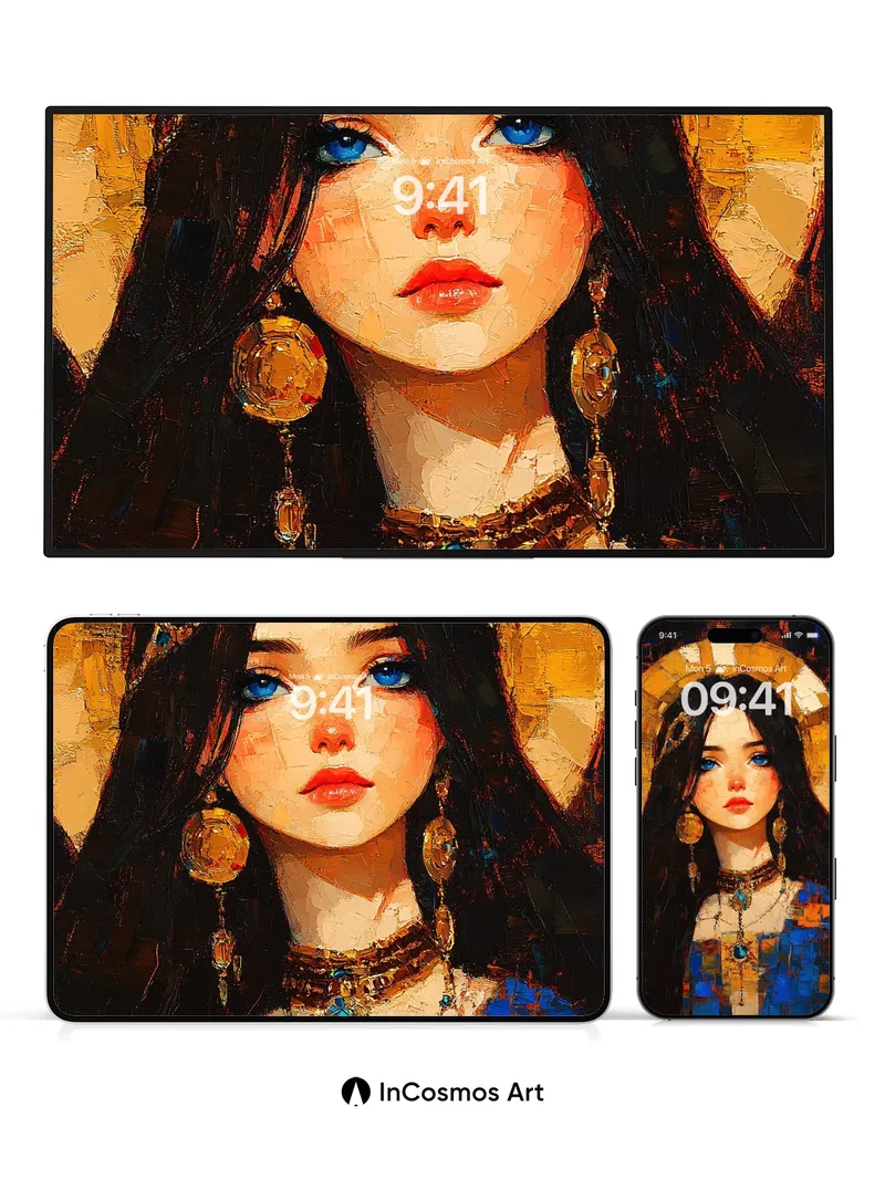 Golden Halo Wallpaper with Mosaic Light