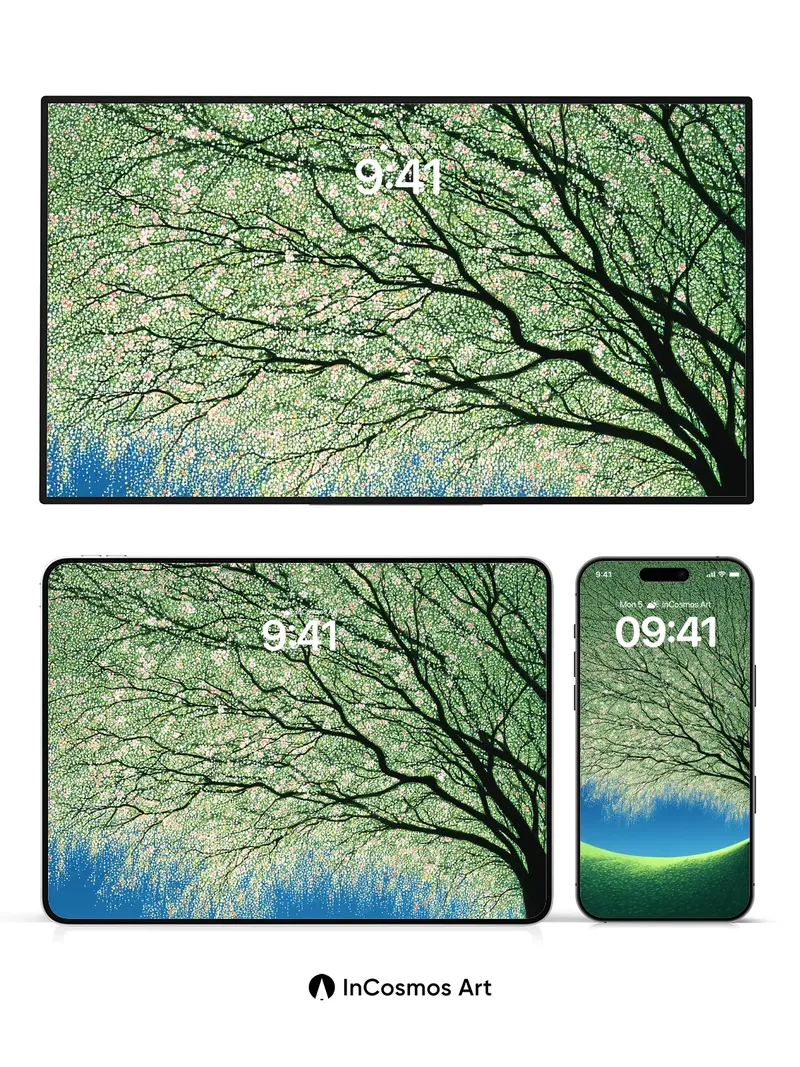 Serenity Bloom Wallpaper with Hanging Light