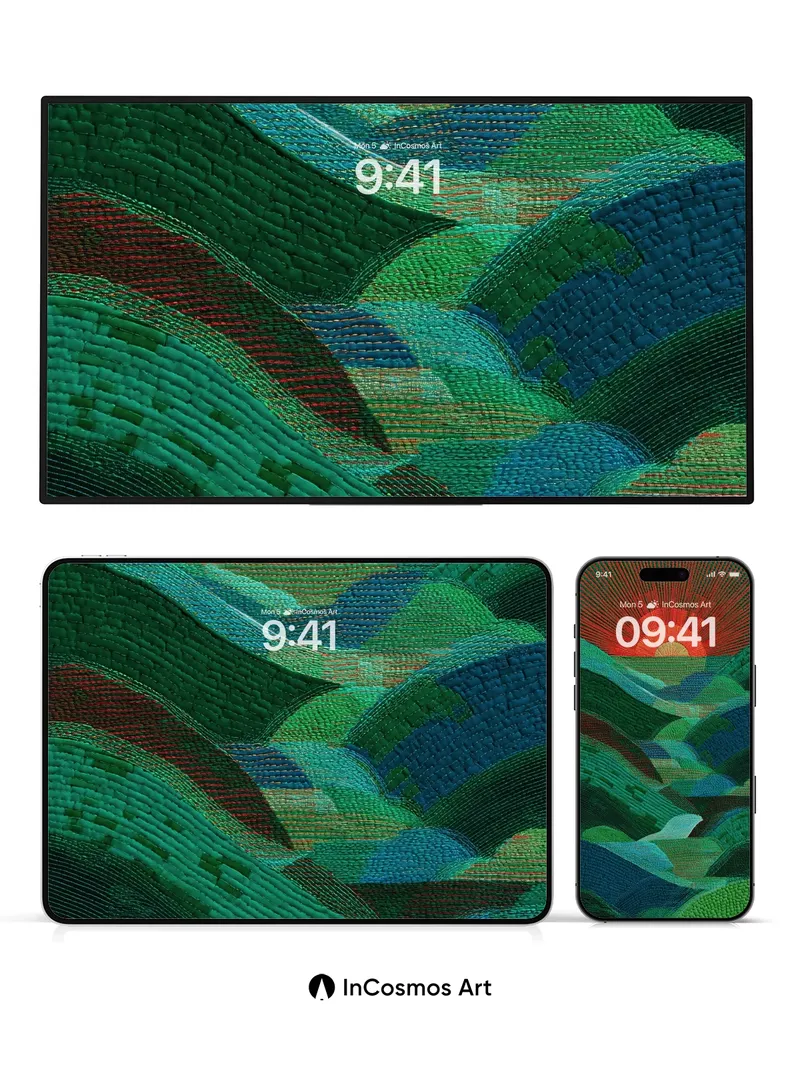 Sunburst Tapestry Wallpaper with Woven Hills