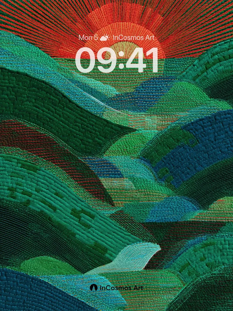 Sunburst Tapestry Wallpaper with Woven Hills