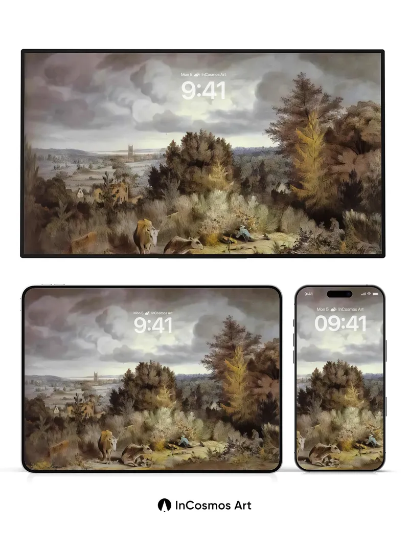 Storm-Whispered Forest Wallpaper with Hidden Herd