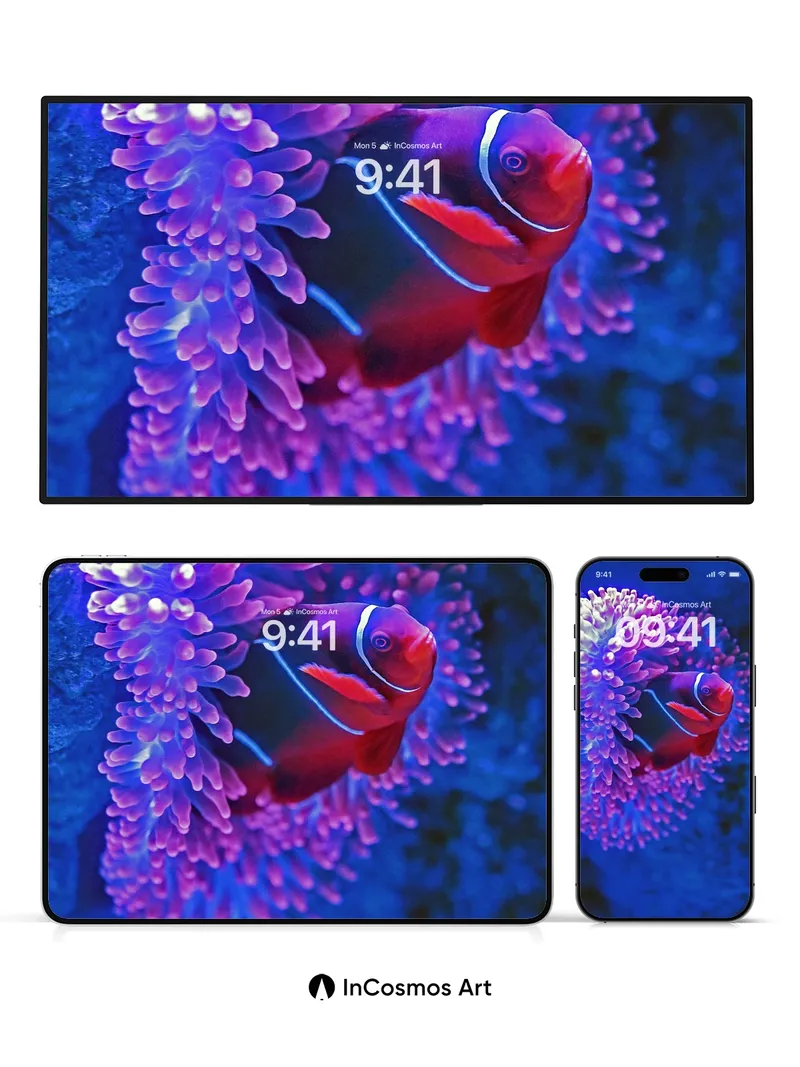 Luminous Reef Wallpaper with Bioluminescent Touch