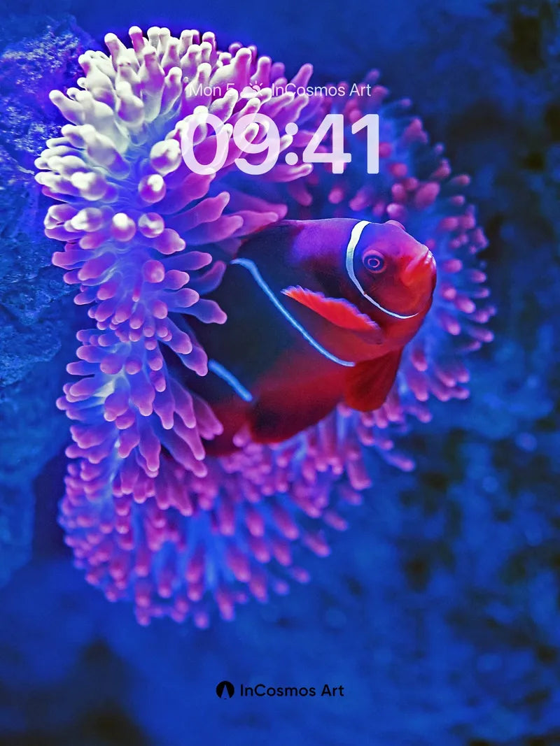 Luminous Reef Wallpaper with Bioluminescent Touch