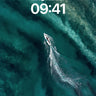 Cerulean Current Wallpaper with Floating Vessel wallpaper for iPhone, iPad & Mac