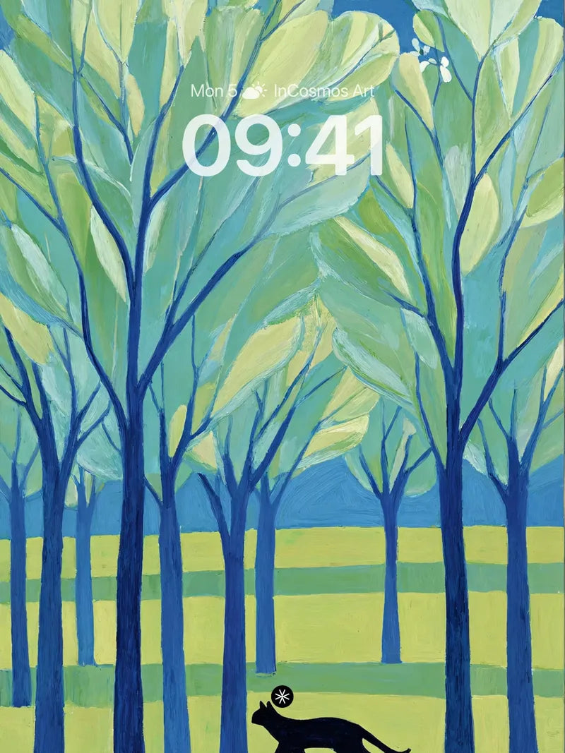 Mystic Forest Silhouette Wallpaper with Blue-Green Canopy wallpaper for iPhone, iPad & Mac