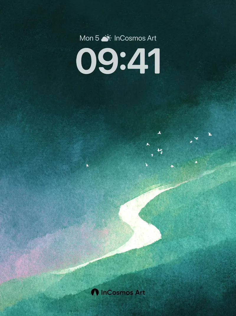 Serene River Path Wallpaper in Ethereal Haze wallpaper for iPhone, iPad & Mac