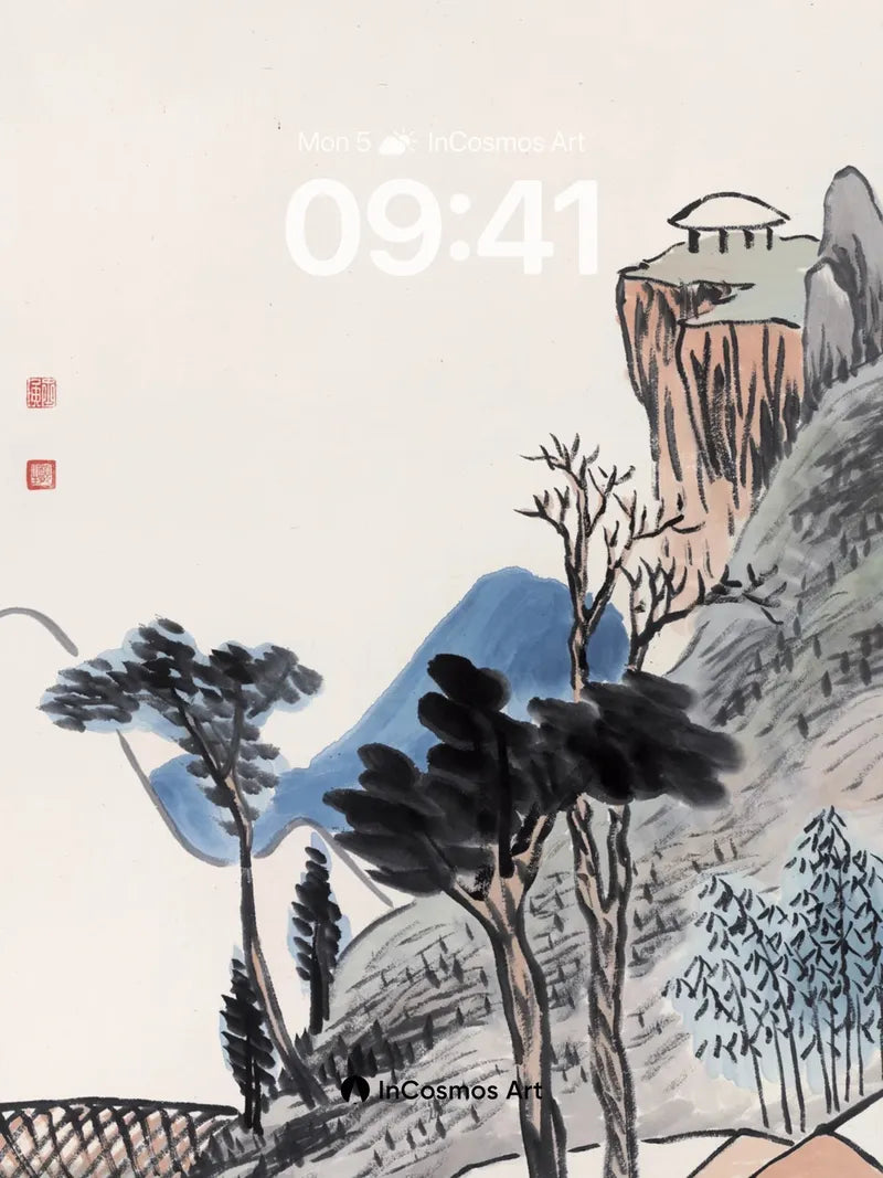 Serenity Ink Wallpaper with Mountain Whispers