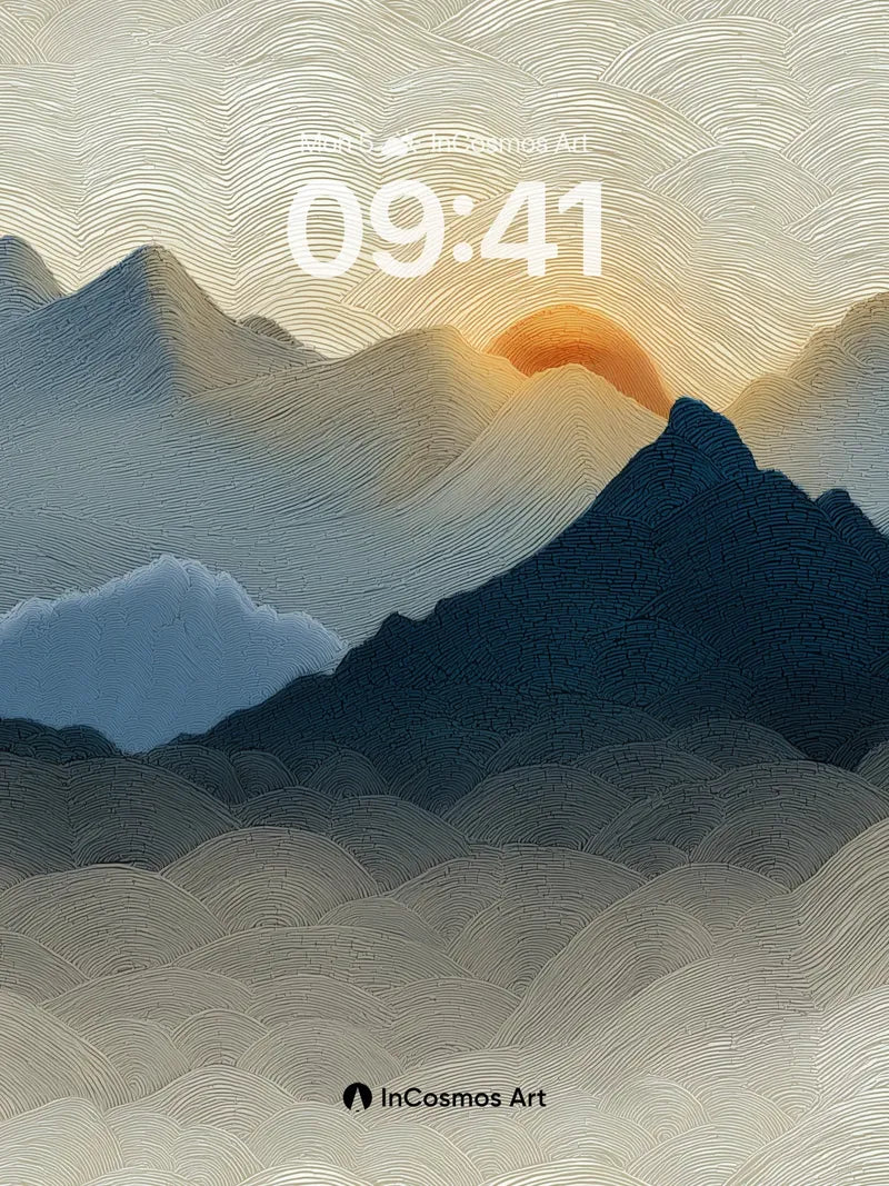 Serenity Peak Wallpaper with Hokusai Waves