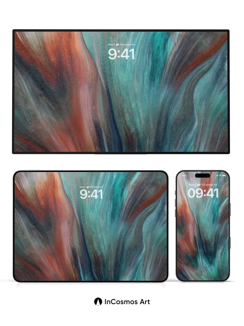 Whispering Turquoise Wallpaper with Veiled Fire