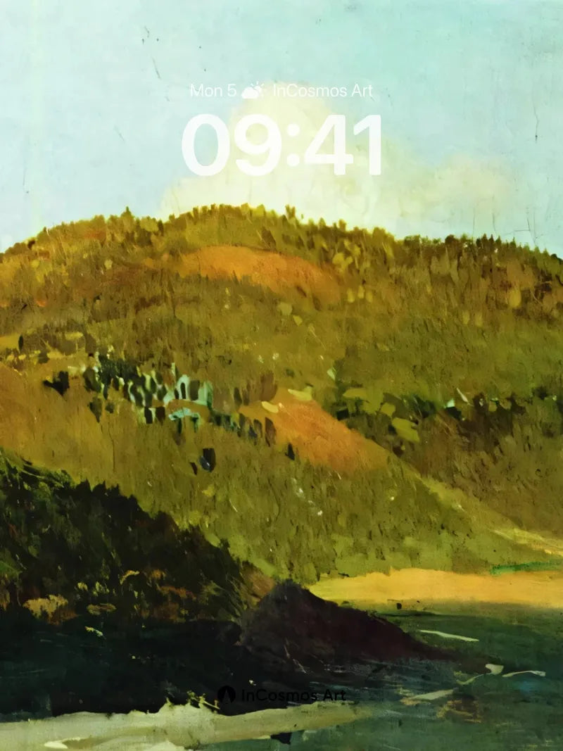 Golden Hush Wallpaper with Forested Slopes