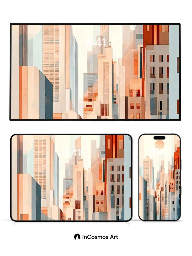 Sunlit Grid Wallpaper with Floating Light