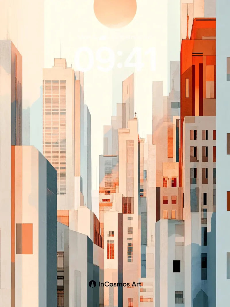 Sunlit Grid Wallpaper with Floating Light