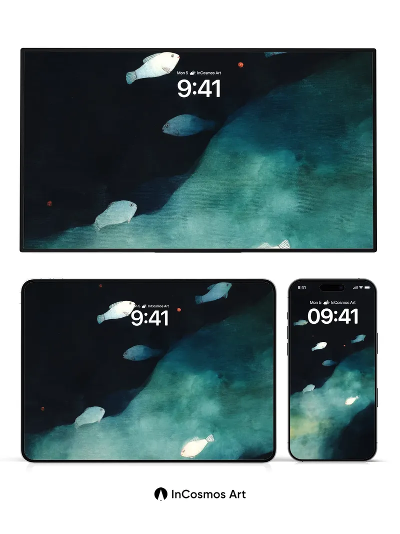 Luminous Drift Wallpaper with Ethereal Fish