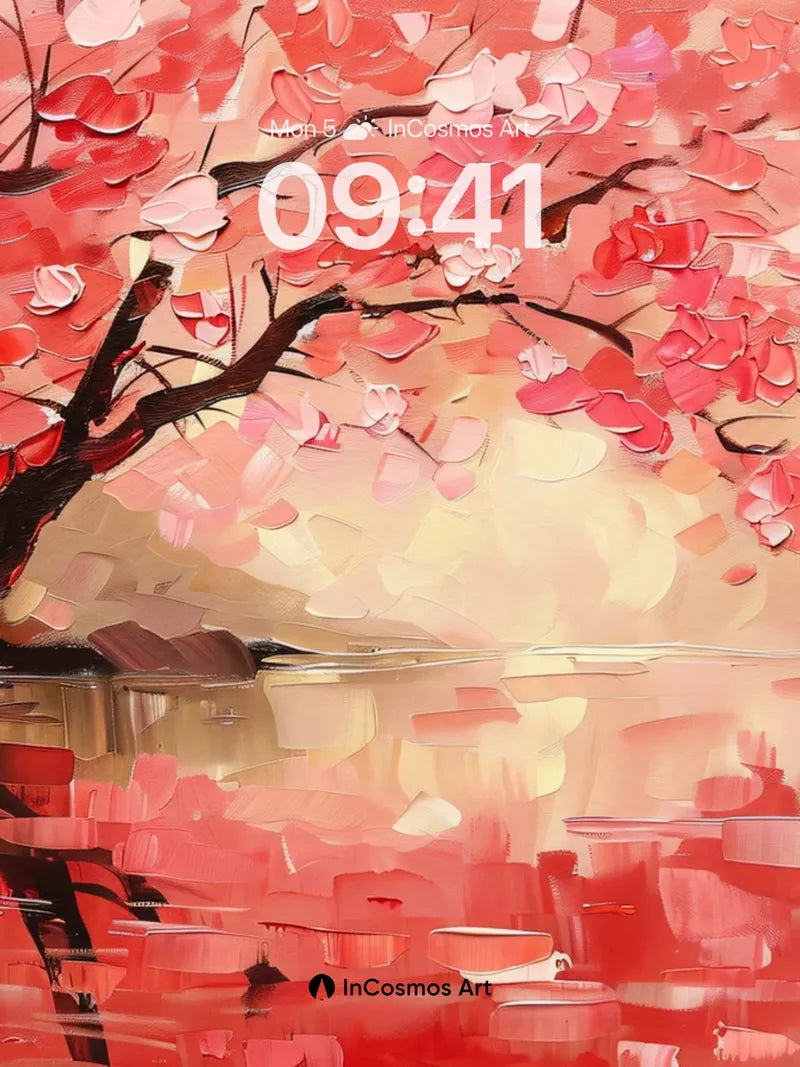 Crimson Reflection Wallpaper with Painted Light