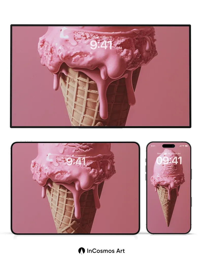 Pink Velvet Surreal Wallpaper with Dripping Ice