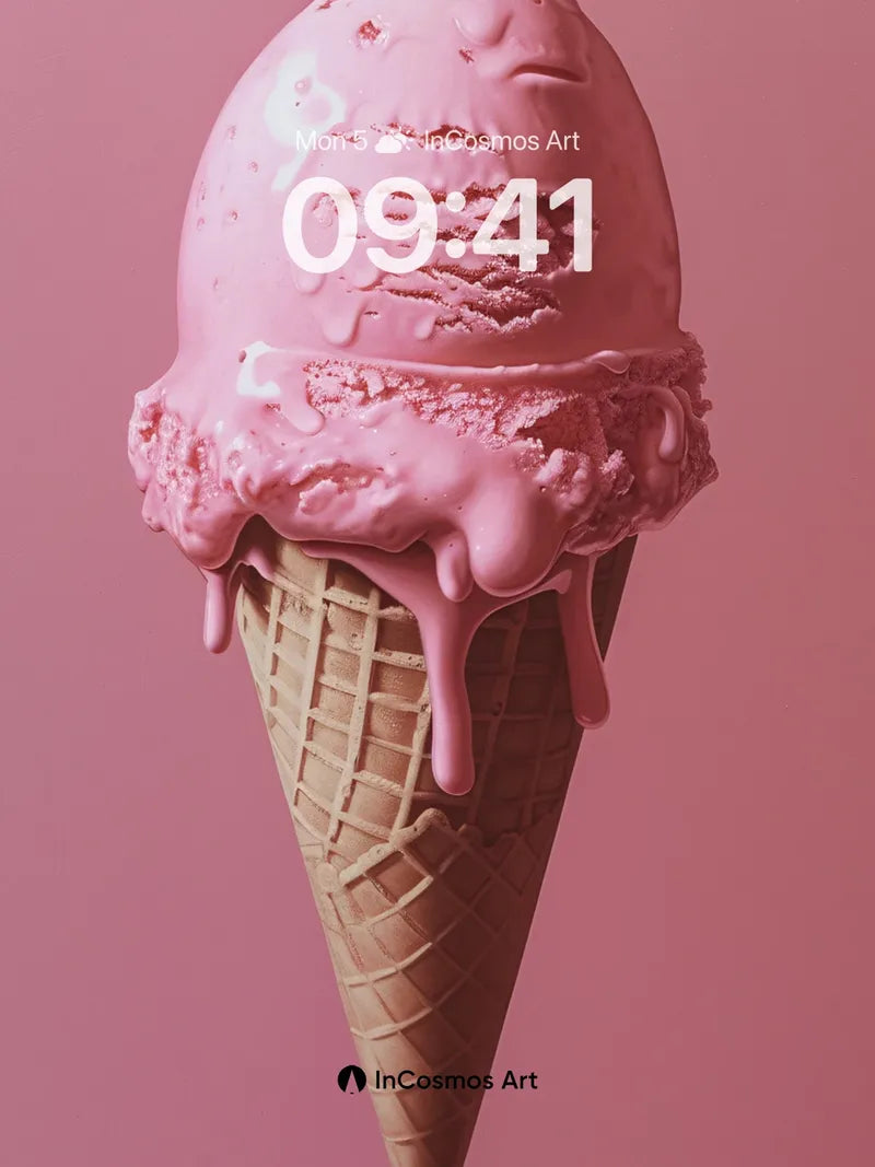 Pink Velvet Surreal Wallpaper with Dripping Ice