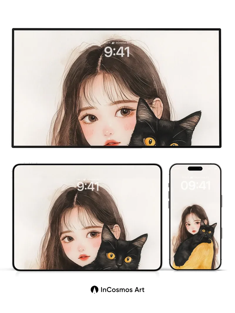 Whispering Velvet Wallpaper with Midnight Feline