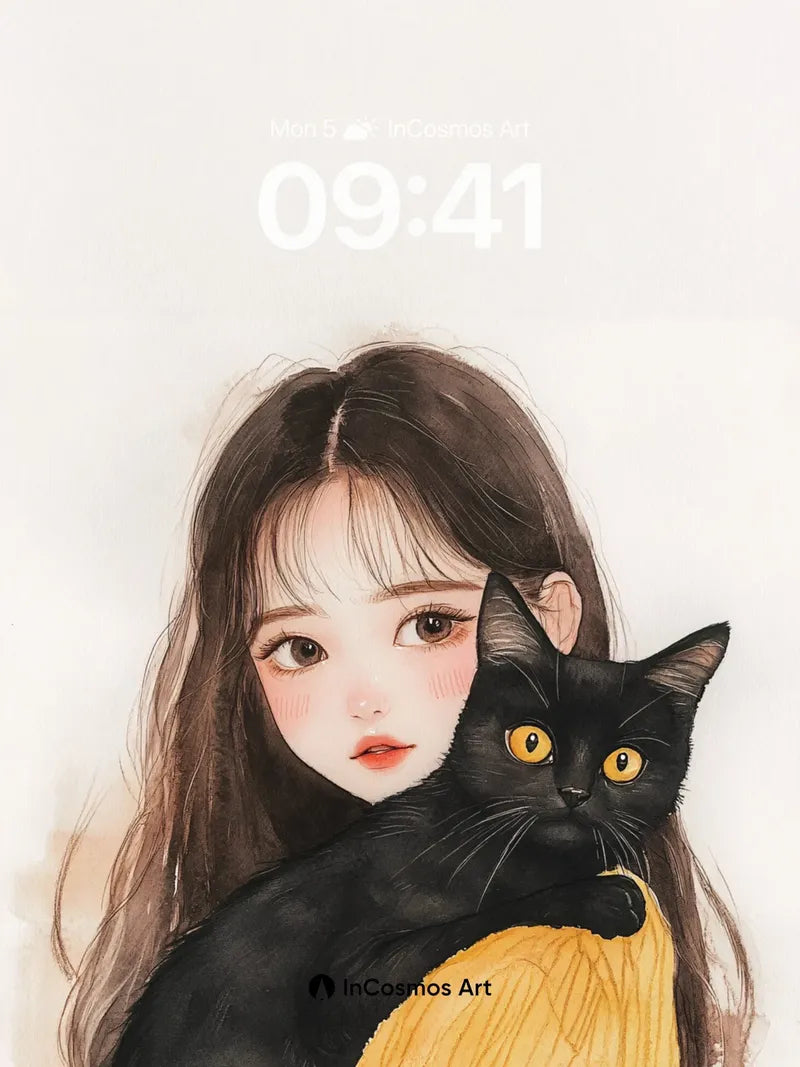 Whispering Velvet Wallpaper with Midnight Feline