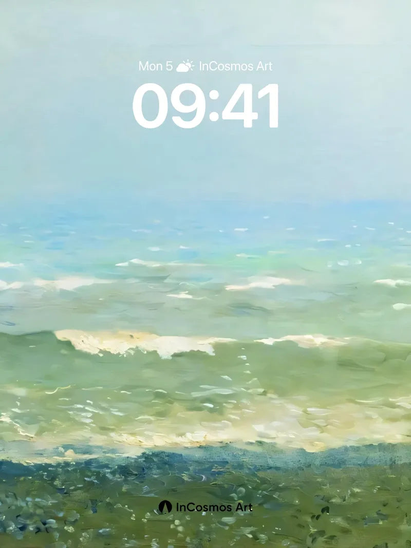 Seafoam Whisper Wallpaper with Gilded Horizons