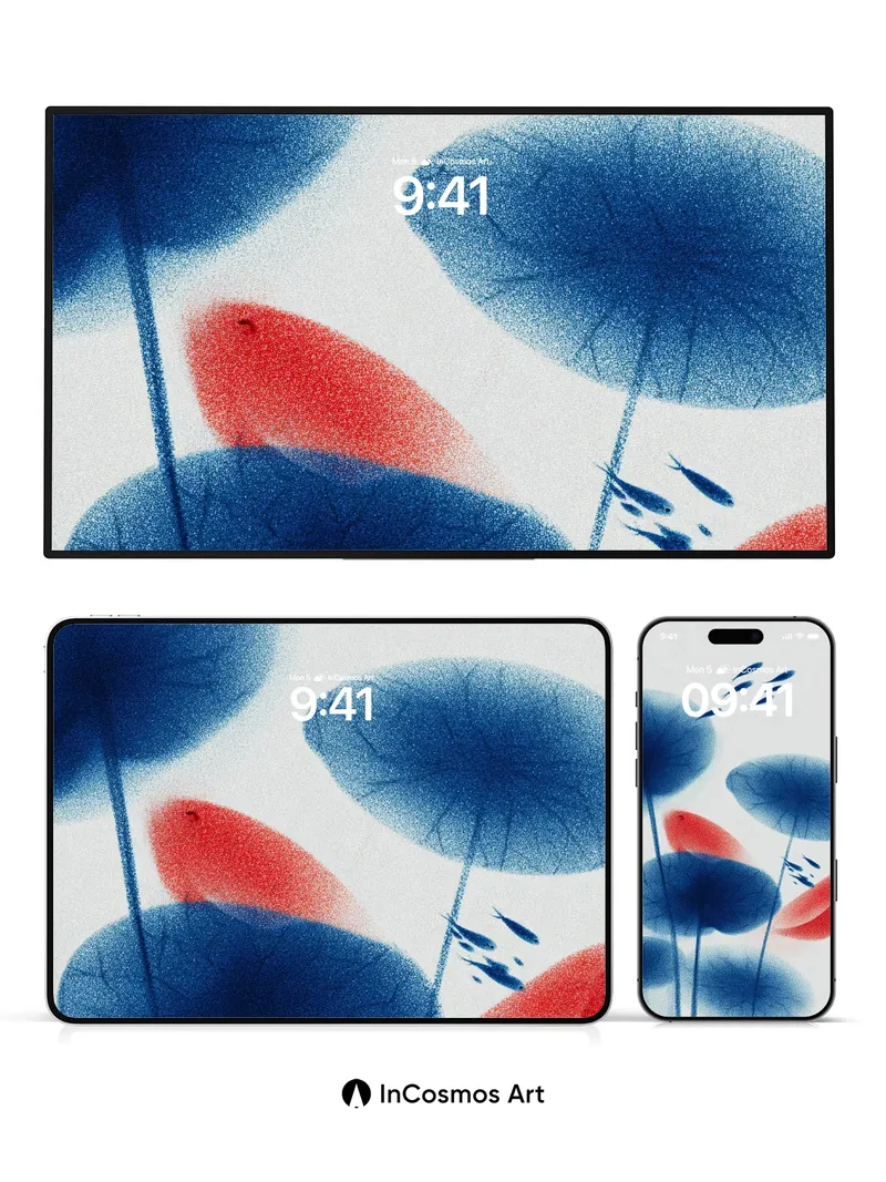 Serenity Float Wallpaper with Ink Lotus