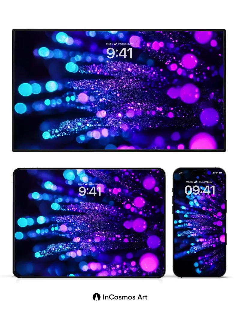 Cosmic Pulse Wallpaper with Neon Trails