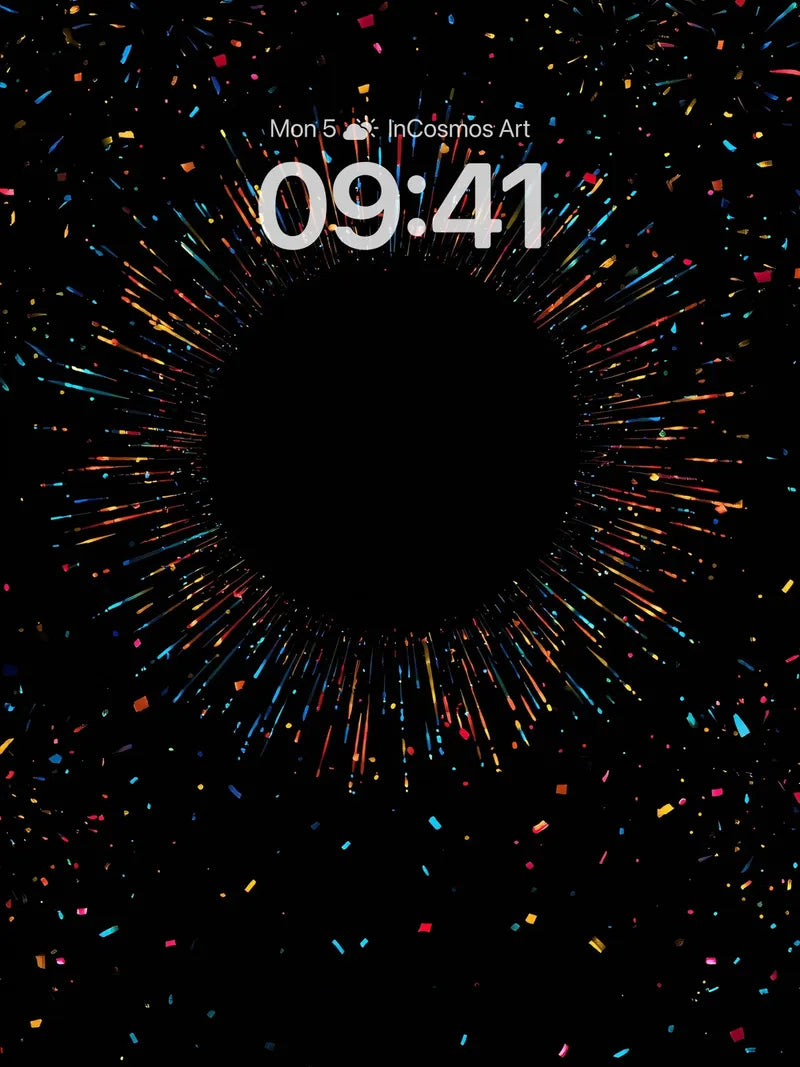 Cosmic Burst Wallpaper with Rainbow Confetti
