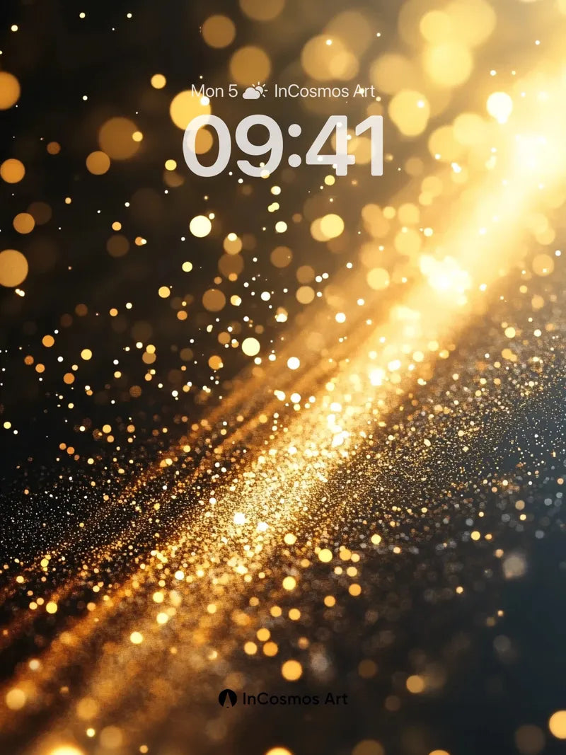 Golden Stardust Wallpaper with Light Trails