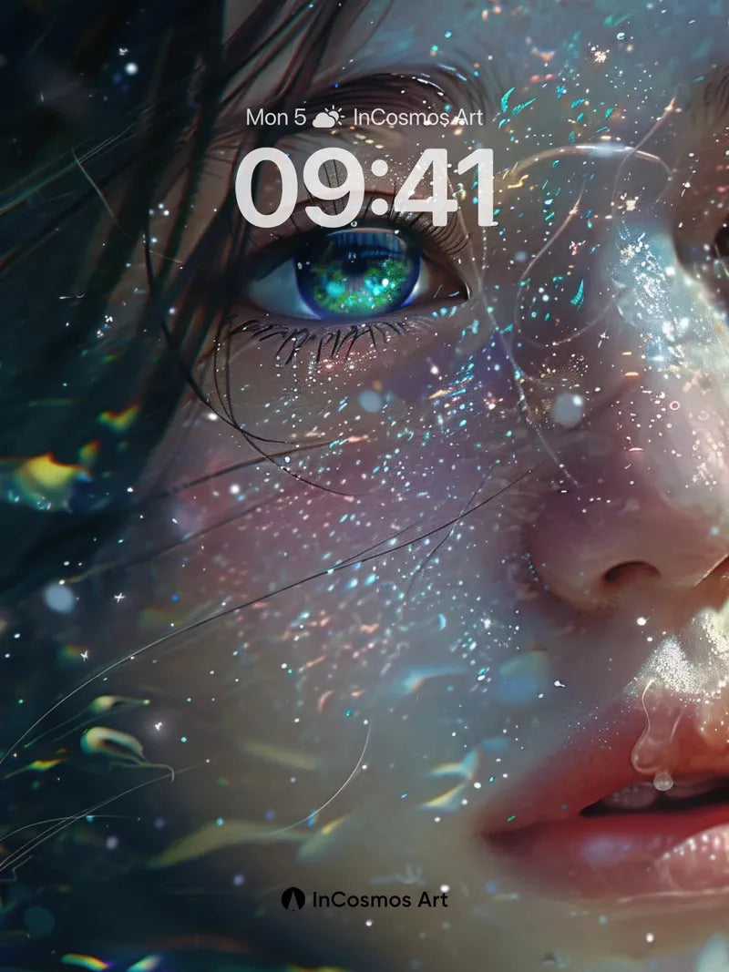 Cosmic Gaze Wallpaper with Starlight Tears