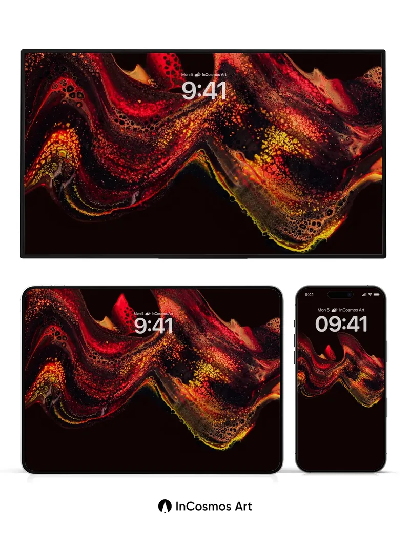 Crimson Wave Wallpaper with Luminous Veins