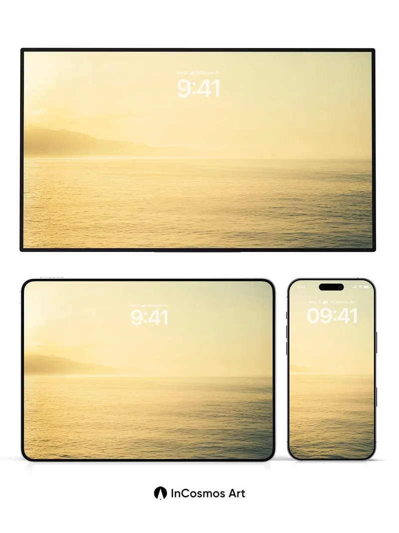 Golden Hush Wallpaper with Distant Shore