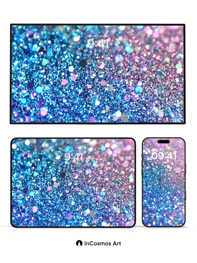 Cosmic Sparkle Wallpaper with Iridescent Depth