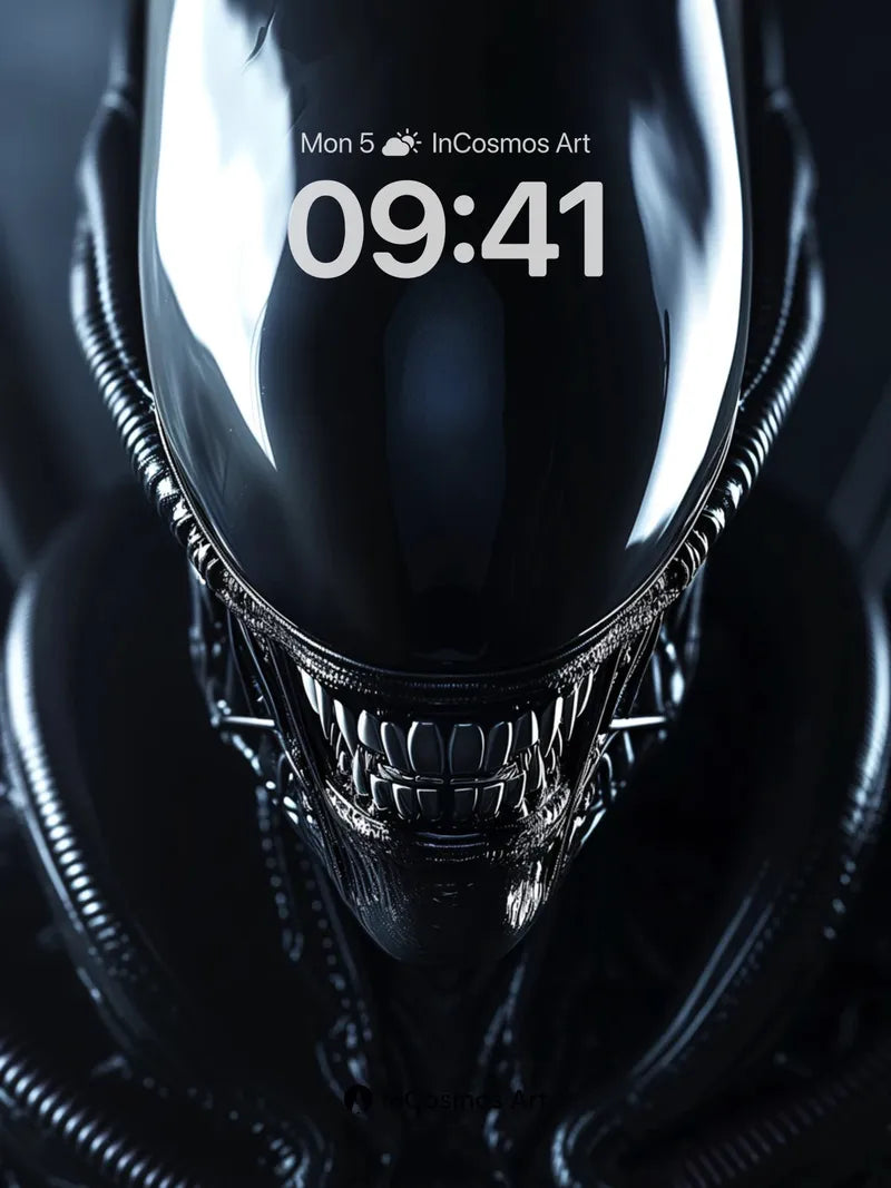 Obsidian Horror Wallpaper with Bioluminescent Veins