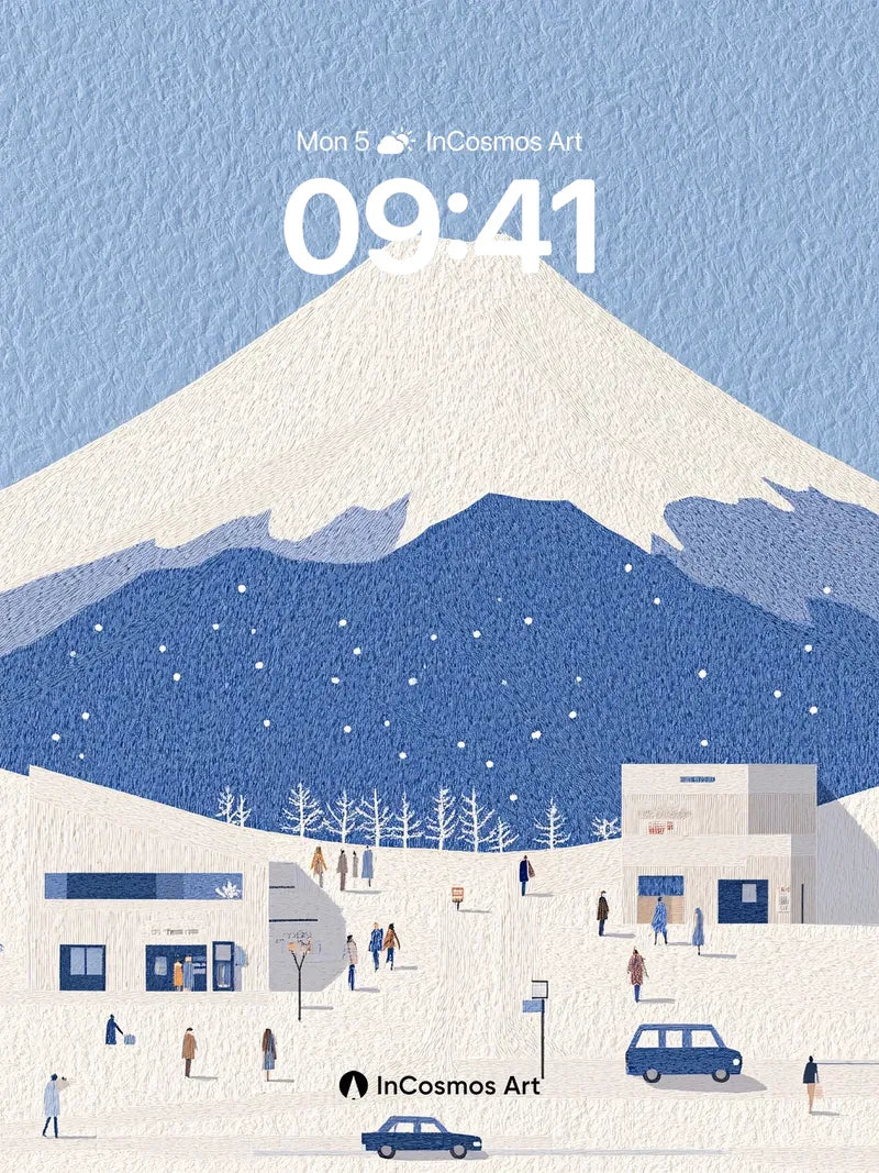 Serenity Snowscape Wallpaper with Mount Fuji Echo