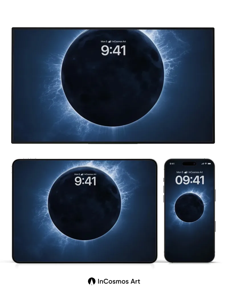 Cosmic Veil Wallpaper with Electric Corona