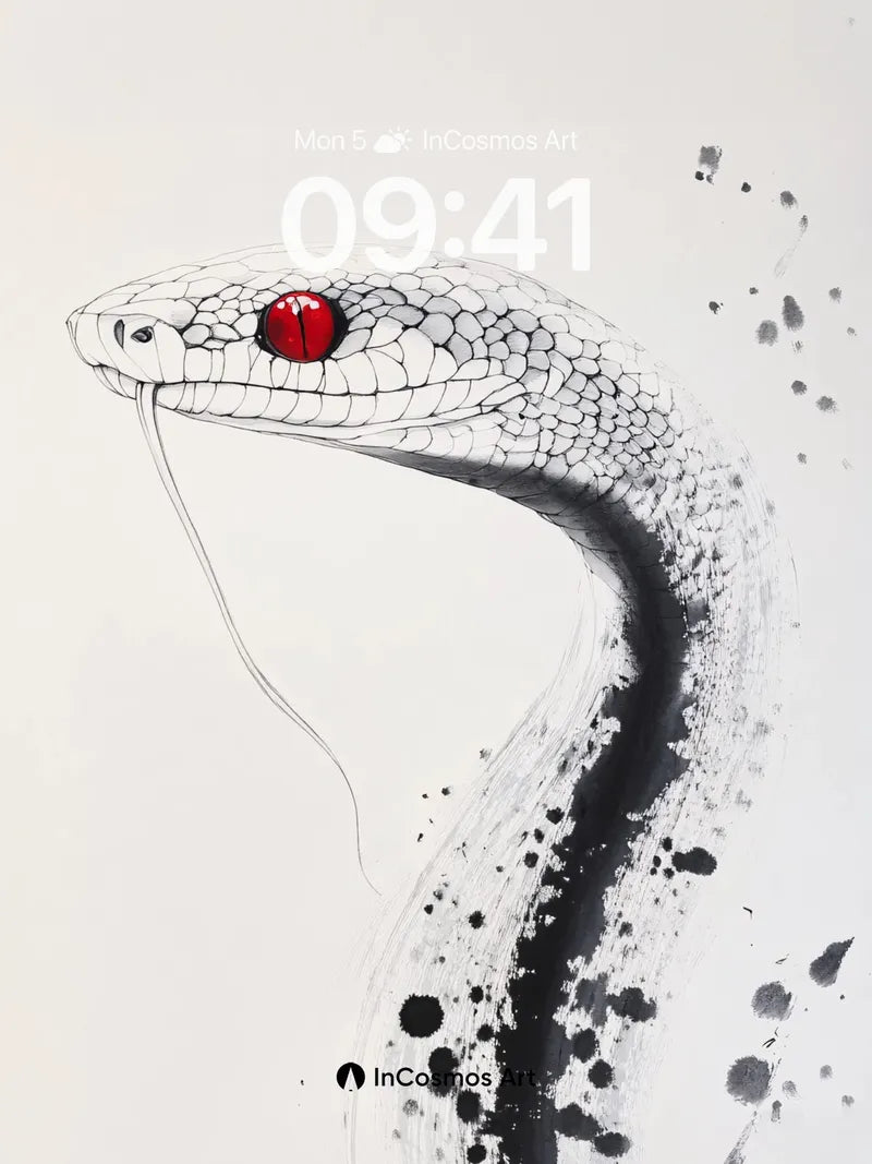 Ink Serpent Wallpaper with Crimson Eye